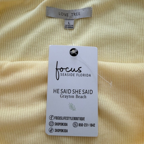 Love Tree Cami Top Women Large Yellow Spaghetti Strap Square Neck NWT - Picture 5 of 8